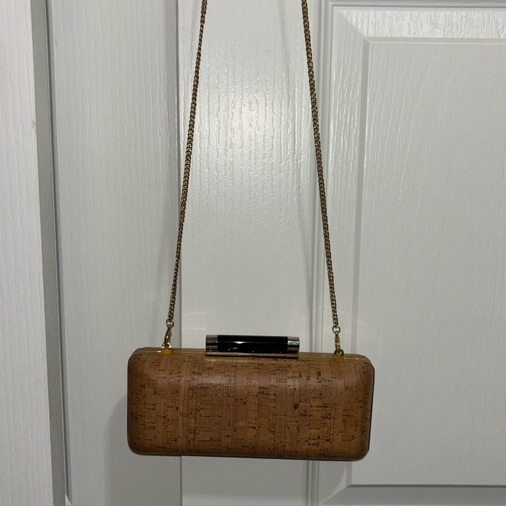 DVF Cork Clutch Purse with Gold Chain Strap